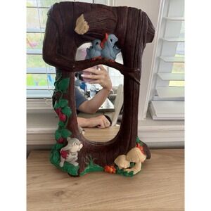 Vintage Juta Sangthaweep 1970s‎ Forest Animals Mushroom Mirror Plaster Whimsy